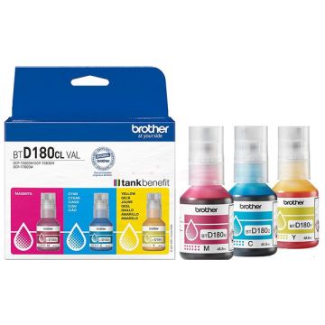 BTD180CLVALBrother - multipack 3 couleurs : cyan, magenta, jaune - bouteilles d'encre de marque