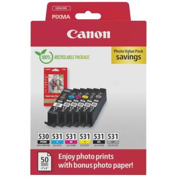 6117C004 / PGI-530/CLI531 Canon - multipack 6 couleurs : noire, cyan, magenta, jaune, grise - cartouches d'encre de marque