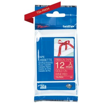 TZERW34Brother - rouge, or - ruban cassette de marque
