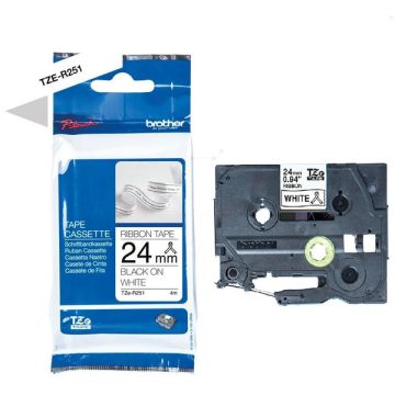 TZER251Brother - noir, blanc - ruban cassette de marque