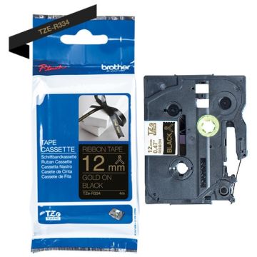 TZER334Brother - noir, or - ruban cassette de marque