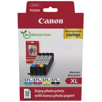 0332C005 / CLI-571 XL Canon - multipack 4 couleurs : noire, cyan, magenta, jaune - cartouches d&#039;encre de marque