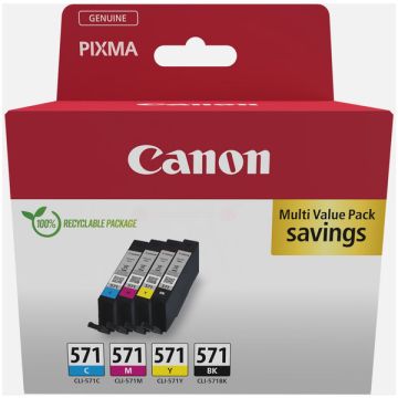 0386C005 / CLI-571 Canon - multipack 4 couleurs : noire, cyan, magenta, jaune - cartouches d'encre de marque 0386C005 / CLI-571 Canon - multipack 4 couleurs : noire, cyan, magenta, jaune - cartouches d'encre de marque