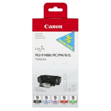 1033B013 / PGI-9 Canon - multipack 5 couleurs : noire, cyan photo, rouge, verte - cartouches d'encre de marque