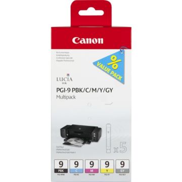 1034B013 / PGI-9 Canon - multipack 5 couleurs : noire, cyan, magenta, jaune, grise - cartouches d&#039;encre de marque