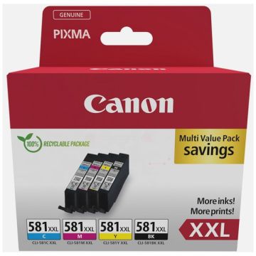 1998C006 / CLI-581 XXL Canon - multipack 4 couleurs : noire, cyan, magenta, jaune - cartouches d&#039;encre de marque