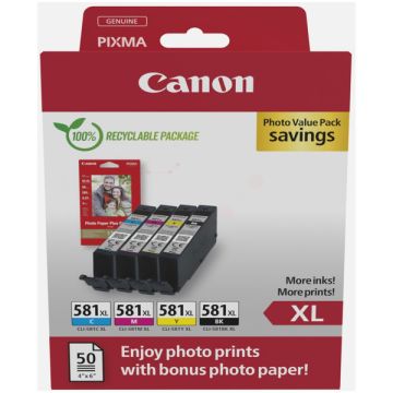 2052C004 / CLI-581 XL Canon - multipack 4 couleurs : noire, cyan, magenta, jaune - cartouches d'encre de marque 2052C004 / CLI-581 XL Canon - multipack 4 couleurs : noire, cyan, magenta, jaune - cartouches d'encre de marque