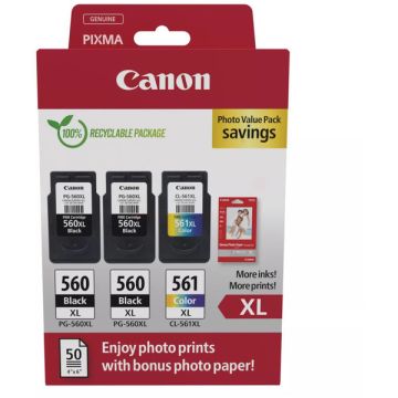 3712C012 / PG-560XL+CL-561XL Canon - multipack 3 couleurs : noire, multicouleur - cartouches à tête d'impression de marque