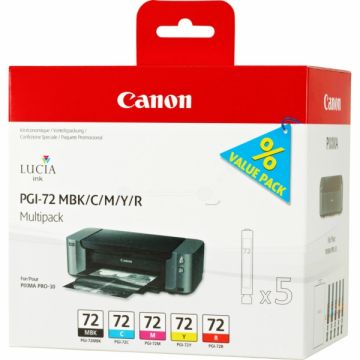 6402B009 / PGI-72 Canon - multipack 5 couleurs : noire, cyan, magenta, jaune, rouge - cartouches d&#039;encre de marque