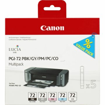 6403B007 / PGI-72 Canon - multipack 5 couleurs : noire, cyan photo, magenta photo, grise - cartouches d&#039;encre de marque