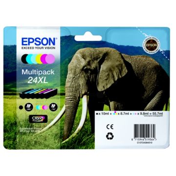 C13T24384011 / 24XL Epson - multipack 6 couleurs : noire, cyan, magenta, jaune - cartouches d&#039;encre de marque