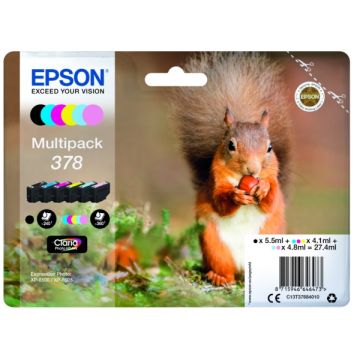 C13T37884010 / 378 Epson - multipack 6 couleurs : noire, cyan, magenta, jaune - cartouches d&#039;encre de marque
