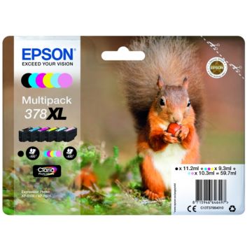 C13T37984010 / 378XL Epson - multipack 6 couleurs : noire, cyan, magenta, jaune - cartouches d&#039;encre de marque