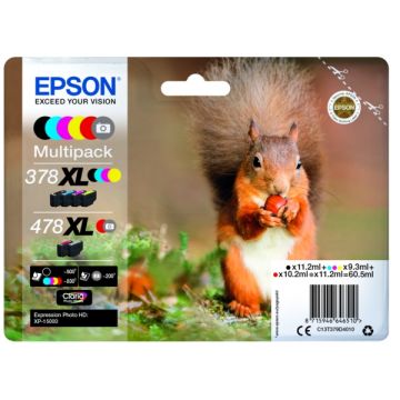 C13T379D4010 / 378XL/478XL Epson - multipack 6 couleurs : noire, cyan, magenta, jaune, rouge, grise - cartouches d&#039;encre de marque