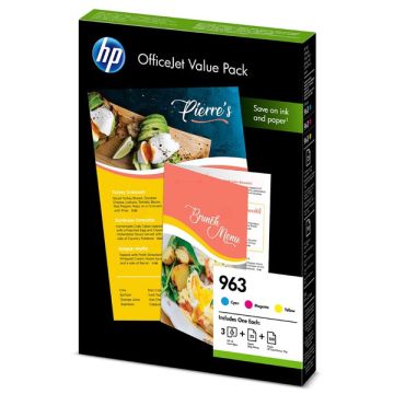 6JR42AE / 963 HP - multipack 3 couleurs : cyan, magenta, jaune - cartouches d'encre de marque