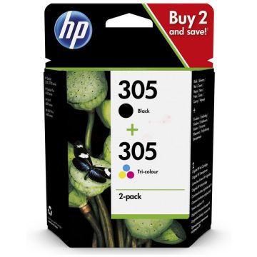 6ZD17AE / 305 HP - multipack 2 couleurs : noire, multicouleur - cartouches à tête d&#039;impression de marque