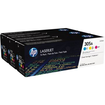CF370AM / 305A HP - multipack 3 couleurs : cyan, magenta, jaune - toners de marque
