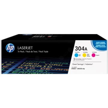 CF372AM / 304A HP - multipack 3 couleurs : cyan, magenta, jaune - toners de marque