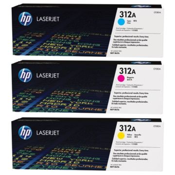 CF440AM / 312A HP - multipack 3 couleurs : cyan, magenta, jaune - toners de marque