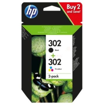 X4D37AE / 302 HP - multipack 2 couleurs : noire, multicouleur - cartouches à tête d&#039;impression de marque