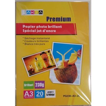 Papiers photo brillant - A3 - 20 feuilles - 230g