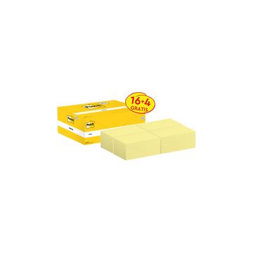 Post-it Bloc-notes adhésif, 127x76 mm, jaune, 16+4 gratuits