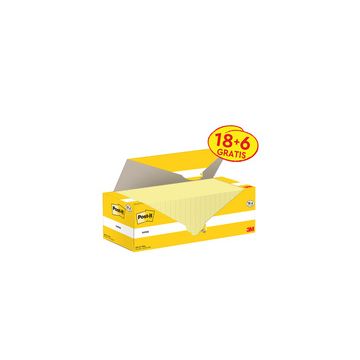Post-it Bloc-notes adhésif, 127x76 mm, jaune, 18+6 gratuits