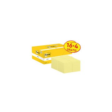 Post-it Bloc-notes adhésif, 51 x 38 mm, jaune, 16+4 gratuits