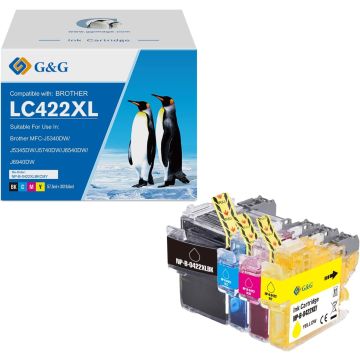 LC422XLVAL Brother - multipack 4 couleurs : noire, cyan, magenta, jaune - cartouches d&#039;encre compatibles qualité premium