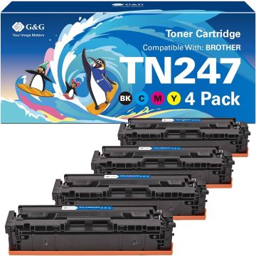 TN247CMYK Brother - multipack 4 couleurs : noir, cyan, magenta, jaune - toners compatibles qualité premium