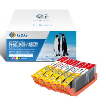 0372C004 / PGI-570 CLI-571 Canon - multipack 5 couleurs : noire, cyan, magenta, jaune - cartouches d&#039;encre compatibles qualité premium
