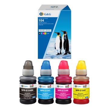 C13T00P640 / 104 Epson - multipack 4 couleurs : noire, cyan, magenta, jaune - cartouches d&#039;encre compatibles qualité premium