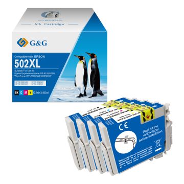 C13T02W64010 / 502XL Epson - multipack 4 couleurs : noire, cyan, magenta, jaune - cartouches d&#039;encre compatibles qualité premium