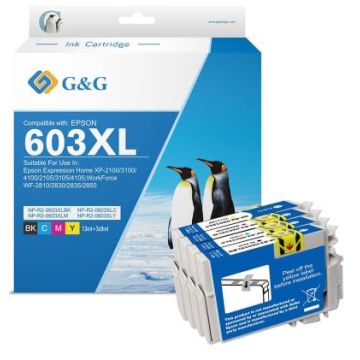 C13T03A94010 / 603XL/603 Epson - multipack 4 couleurs : noire, cyan, magenta, jaune - cartouches d&#039;encre compatibles qualité premium