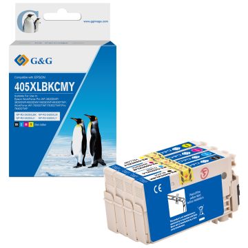 C13T05H64010 / 405 XL Epson - multipack 4 couleurs : noire, cyan, magenta, jaune - cartouches d&#039;encre compatibles qualité premium