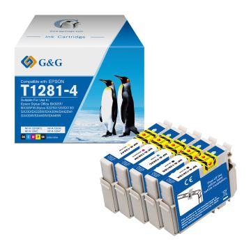 C13T12854010 / T1285 Epson - multipack 4 couleurs : noire, cyan, magenta, jaune - cartouches d&#039;encre compatibles qualité premium