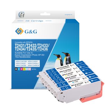 C13T24384011 / 24XL Epson - multipack 6 couleurs : noire, cyan, magenta, jaune - cartouches d&#039;encre compatibles qualité premium