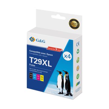 C13T29964012 / 29XL Epson - multipack 4 couleurs : noire, cyan, magenta, jaune - cartouches d&#039;encre compatibles qualité premium