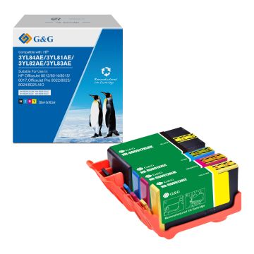 3YP34AE / 912XL HP - multipack 4 couleurs : noire, cyan, magenta, jaune - cartouches d&#039;encre compatibles qualité premium