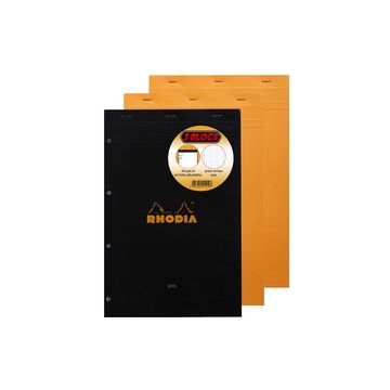RHODIA Bloc agrafé No. 20, format A4+, quadrillé, lot de 3