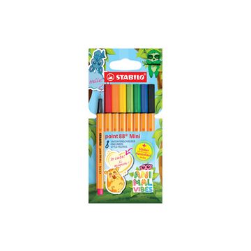 STABILO Feutre fin point 88 Mini Animal Vibes, étui de 8