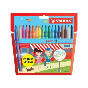 STABILO Feutre power, rond, étui en carton de 18