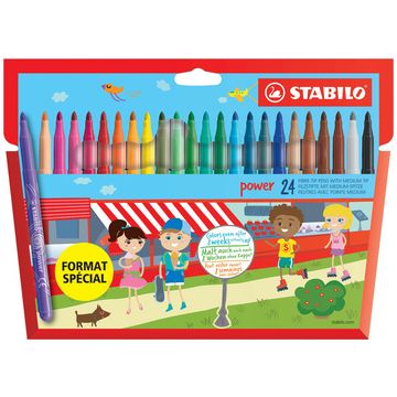 STABILO Feutre power, rond, étui en carton de 24