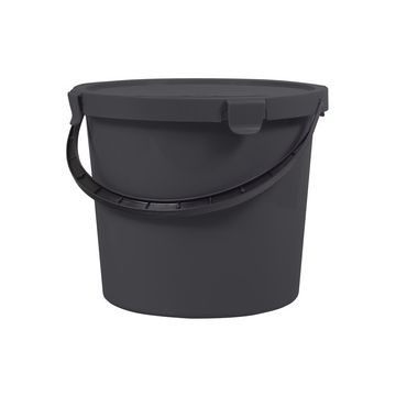 plast team Seau à cueillette avec couvercle,10 L, gris foncé
