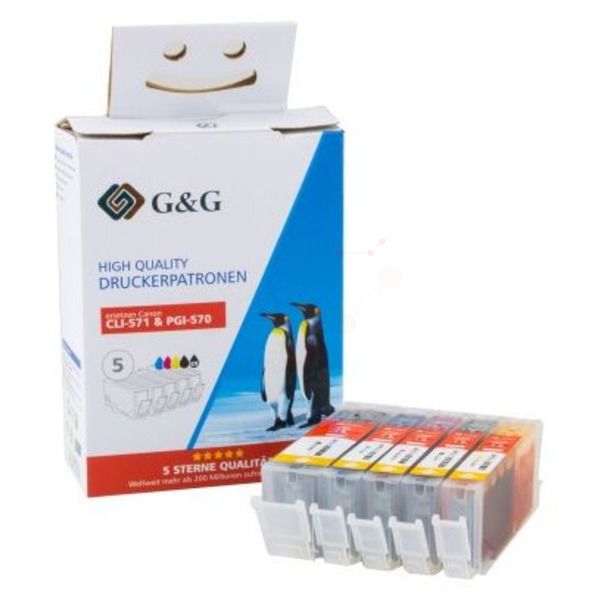 Pack de 5 cartouches PREMIUM de marque G&G compatibles Canon PGI-570XL+CLI571XL  (BK+